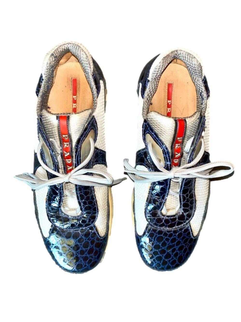 PRADA Alligator Print America Cup Sneakers - Picture 3 of 15